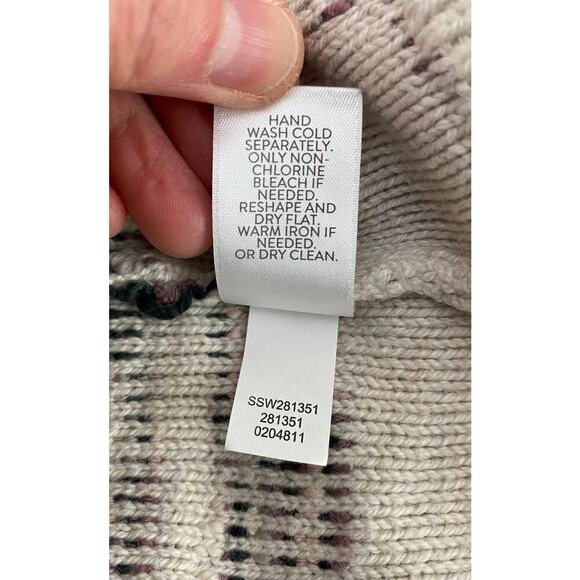 Pure Jill Women's XS Cream Pink Gray Textured Crew Neck Pullover Sweater - Picture 5 of 6